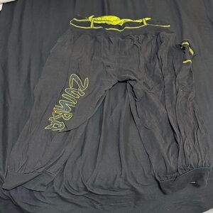 Black and Neon Green Zumba Pants